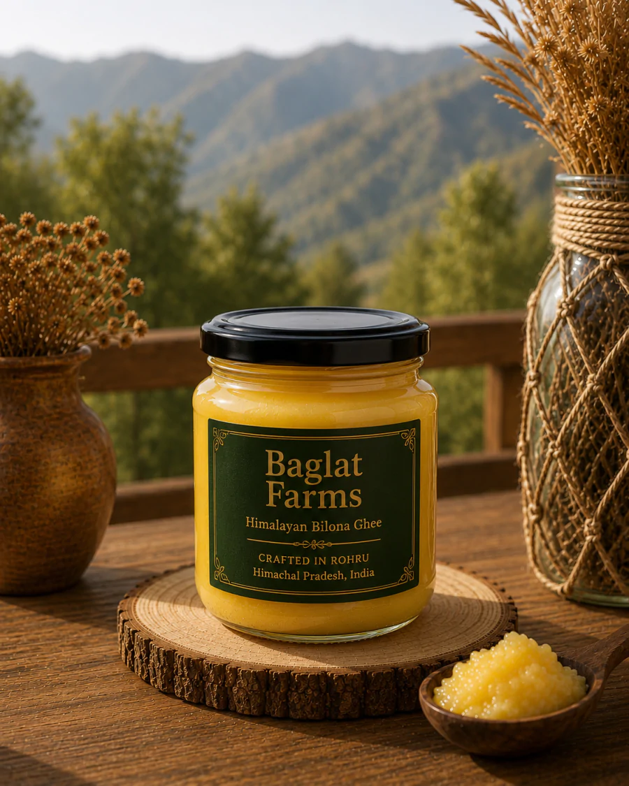 Jar of Baglat Farms pure Himalayan cow ghee